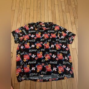 Coca-Cola Hawaiian Button Down Floral Shirt Men’s Size XXlarge Rayon Vacation